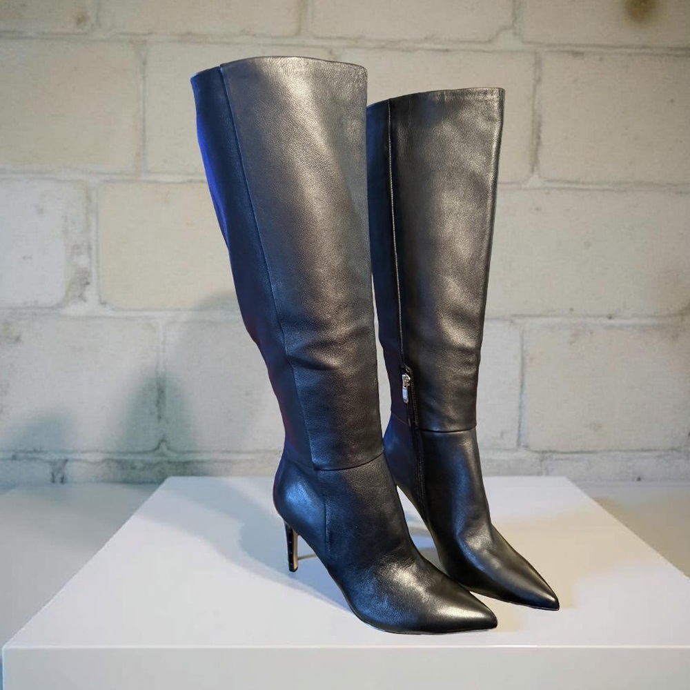 Nine West Marc Fisher NWT Sz 7.5 Stunning Black Leather Heeled Boots (SH138) - Picture 10 of 14